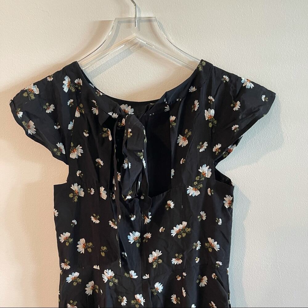 LOFT ANN TAYLOR Jumpsuit Size 0 NWT Romper Floral Tie Back Black Summer Wedding - Picture 11 of 14